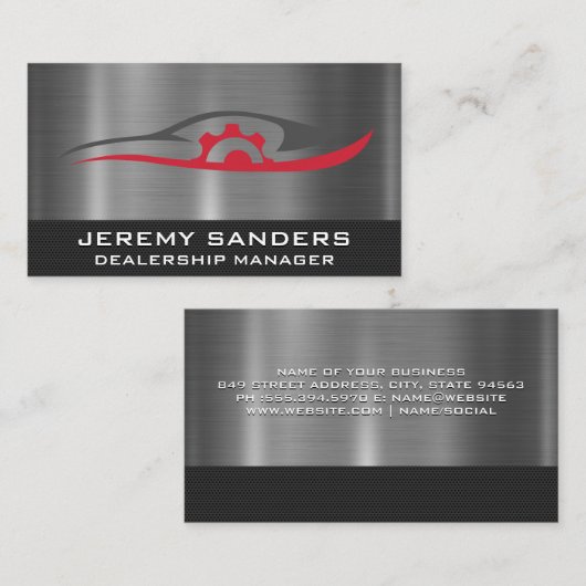 メタリックお洒落オートロゴ | 車修理アイコン 名刺 (正面/裏面)