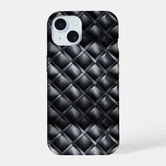メタリックお洒落グレーとブラック iPhone 15ケース (裏面)