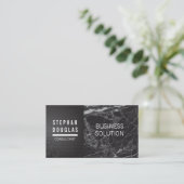 メタリックお洒落ブラック |黒い大理石のカラーブロック 名刺 (スタンド正面)