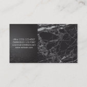 メタリックお洒落ブラック |黒い大理石のカラーブロック 名刺 (裏面)