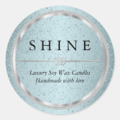 メタリックかわいらしシルバーおよびアクアブルーのラベル ラウンドシール (正面)