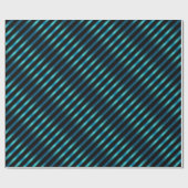 メタリックきらめくブルー斜めストライプ ラッピングペーパー (フラット)