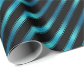 メタリックきらめくブルー斜めストライプ ラッピングペーパー (ロールコーナー)