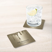 メタリックきらめく金ゴールドドライブ50周年 スクエアペーパーコースター (インサイチュ)