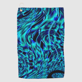 メタリックで曲がった錯覚、青から緑のイメージ ゴルフタオル