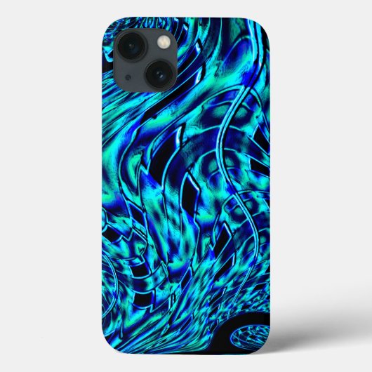 メタリックで曲がった錯覚、青から緑のイメージ Case-Mate iPhoneケース (裏面)