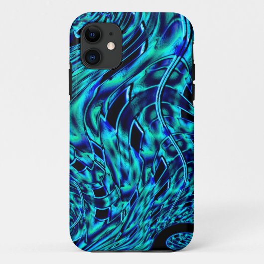 メタリックで曲がった錯覚、青から緑のイメージ Case-Mate iPhoneケース (裏面)