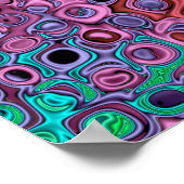 メタリックなモザイク格子抽象フラクタル ポスター (角)
