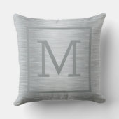 メタリックなライトシルバーのグレーブラシ仕上げアルミルック クッション (裏面)