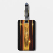 メタリックなリッチ金ゴールドトーンストライプ ラゲッジタグ (裏面縦)