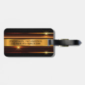 メタリックなリッチ金ゴールドトーンストライプ ラゲッジタグ (裏面横)