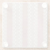 メタリックなローズゴールドにオフホワイトのレースのテクスチャー。 ガラスコースター (裏面)