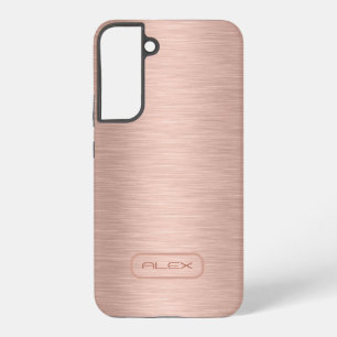 メタリックなローズゴールドのテクスチャー、オリジナルのモノグラム SAMSUNG GALAXY S22+ケース