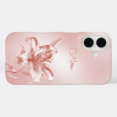 メタリックな桜色の立体的なユリの花 Case-Mate iPhoneケース (裏面 (横))