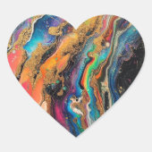 メタリックな流しアート ハートシール (正面)