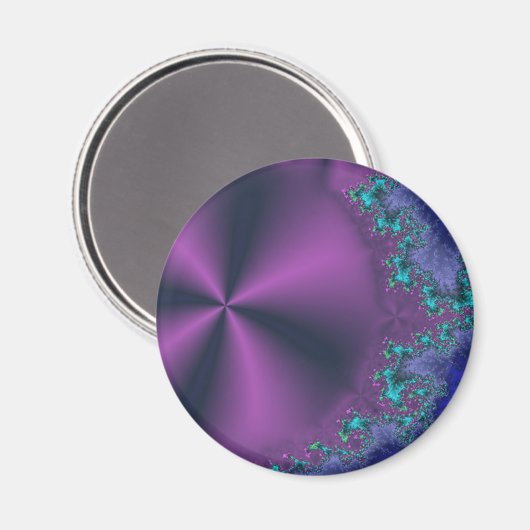メタリックな紫のコーンとアクアフォーム抽象芸術 マグネット (正面/裏面)