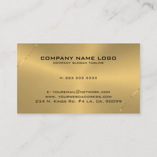 メタリックな線アクセントの金ゴールド光沢のある線 名刺 (裏面)