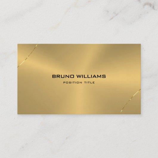 メタリックな線アクセントの金ゴールド光沢のある線 名刺 (正面)