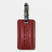 メタリックな赤のテクスチャイメージストライプイメージ ラゲッジタグ (裏面縦)
