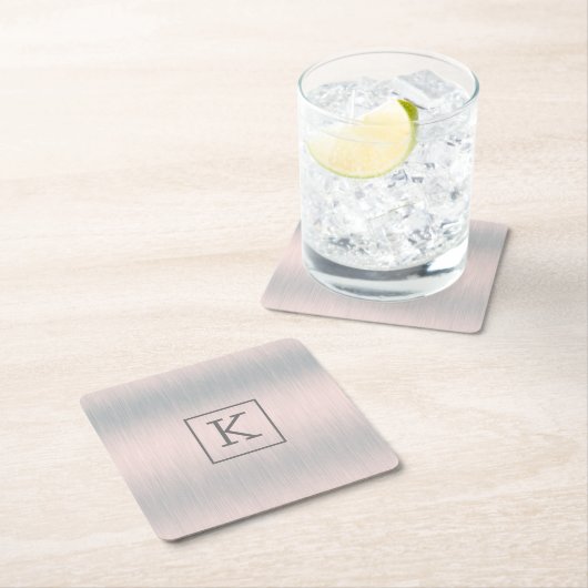 メタリックな銀灰色ブラシ仕上げアルミニウムのテクスチャ スクエアペーパーコースター (インサイチュ)