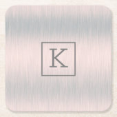 メタリックな銀灰色ブラシ仕上げアルミニウムのテクスチャ スクエアペーパーコースター (正面)