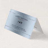 メタリックな青い色の背モダン景 名刺 (裏面)