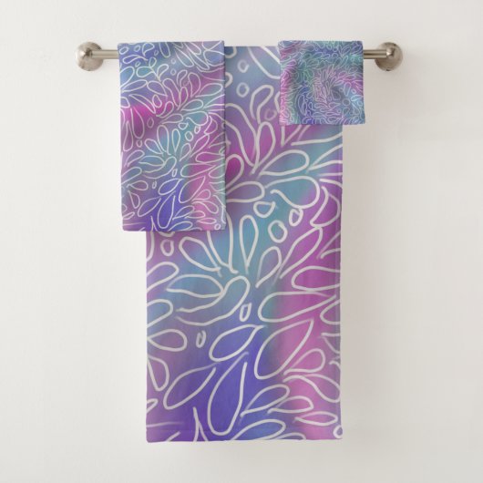 メタリックのマーメイドの色と抽象芸術ペイズリーショー バスタオルセット (インサイチュ)