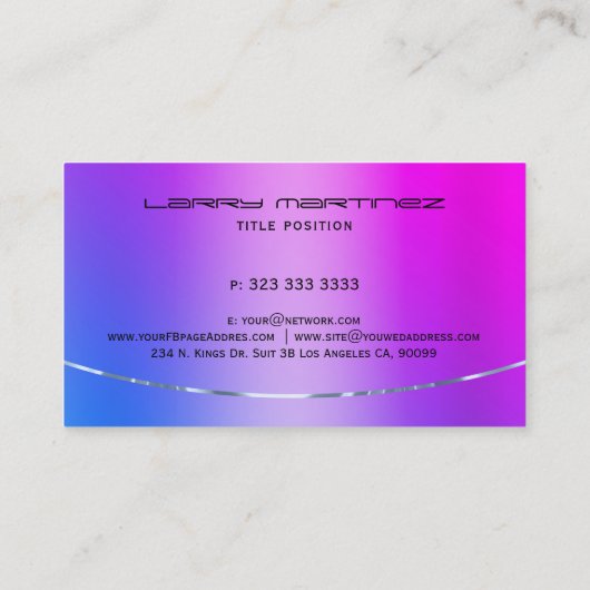 メタリックの背景がピンクフェイクとブルーのグラデーション 名刺 (裏面)