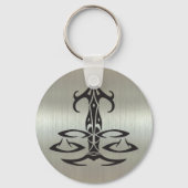 メタリックはかりで測エフェクトの天秤座シルエット キーホルダー (正面)