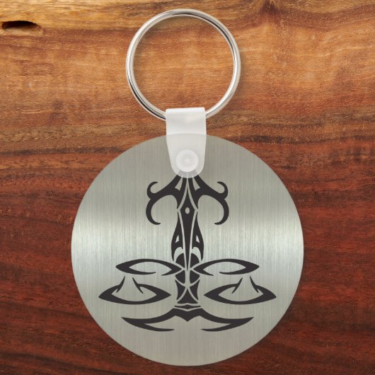 メタリックはかりで測エフェクトの天秤座シルエット キーホルダー (正面)