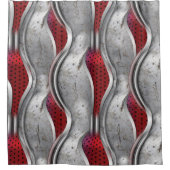 メタリックはっきりしたな3Dレッドグレーのテクスチャの外観 シャワーカーテン (正面)