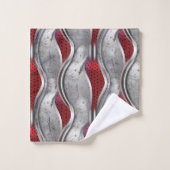 メタリックはっきりしたな3Dレッドグレーのテクスチャの外観 バスタオルセット (ウォッシュタオル)