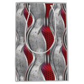 メタリックはっきりしたな3Dレッドグレーのテクスチャの外観 ミディアムペーパーバッグ (正面)