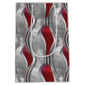 メタリックはっきりしたな3Dレッドグレーのテクスチャの外観 ミディアムペーパーバッグ (裏面)