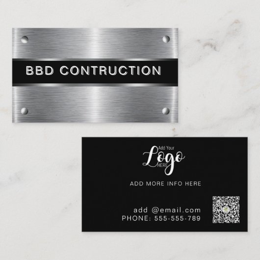 メタリックはっきりしたルック建築名刺：バス 名刺 (正面/裏面)