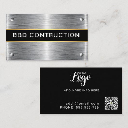 メタリックはっきりしたルック建築名刺： 名刺 (正面/裏面)