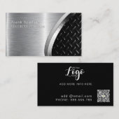 メタリックはっきりしたルックSURCUITYブラック&シルバービジネス 名刺 (正面/裏面)