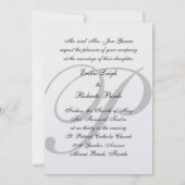 メタリックアイスホワイト紙モノグラムウェディング招待 招待状 (裏面)