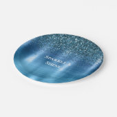 メタリックアクアブルーグリッター ペーパープレート (アングル)