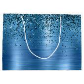 メタリックアクアブルーグリッター ラージペーパーバッグ (裏面)