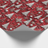 メタリックアクセント付き単色の赤いクリスマス ラッピングペーパー (角)