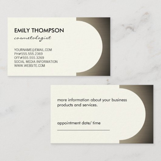 メタリックアクセント(オフ黄色)アポイントメント 予約カード (正面/裏面)