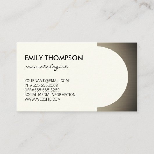 メタリックアクセント(オフ黄色)アポイントメント 予約カード (正面)