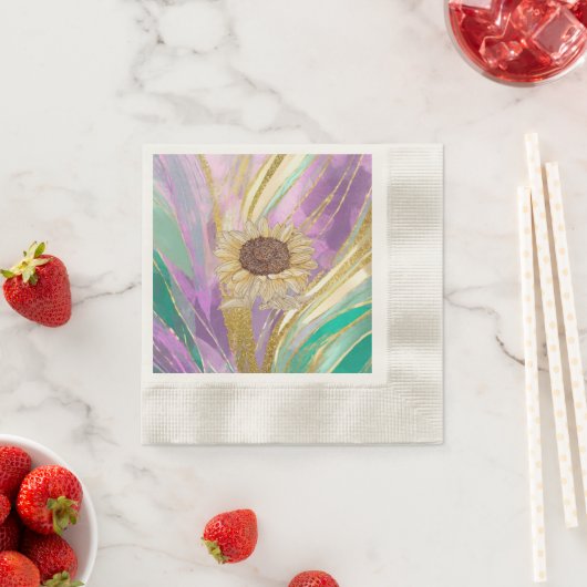 メタリックアートサンフラワー紙コーインドカクテル 縁ありカクテルナプキン (インサイチュ)