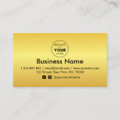 メタリックイエローグラデーションハート追加ロゴ美しい ロイヤリティカード (裏面)