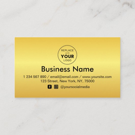 メタリックイエローグラデーションハート追加ロゴ美しい ロイヤリティカード (裏面)