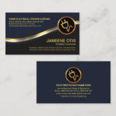 メタリックウェーブブルーグレー層電気技師 名刺 (正面/裏面)