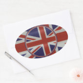 メタリックエフェクトユニオンジャックフラグ 楕円形シール (封筒)