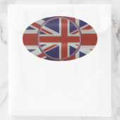 メタリックエフェクトユニオンジャックフラグ 楕円形シール (バッグ)