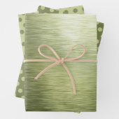 メタリックエレガントグリーンフォイル水玉模様クリスマス ラッピングペーパーシート (インサイチュ)